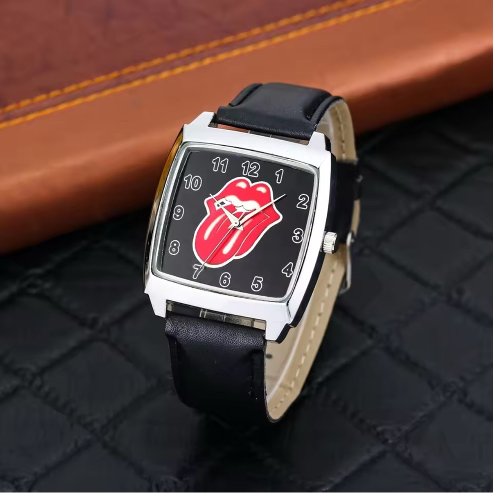 NEW Mick Jagger Lips Logo Rolling Stones Unisex Wristwatch With Black Strap!
